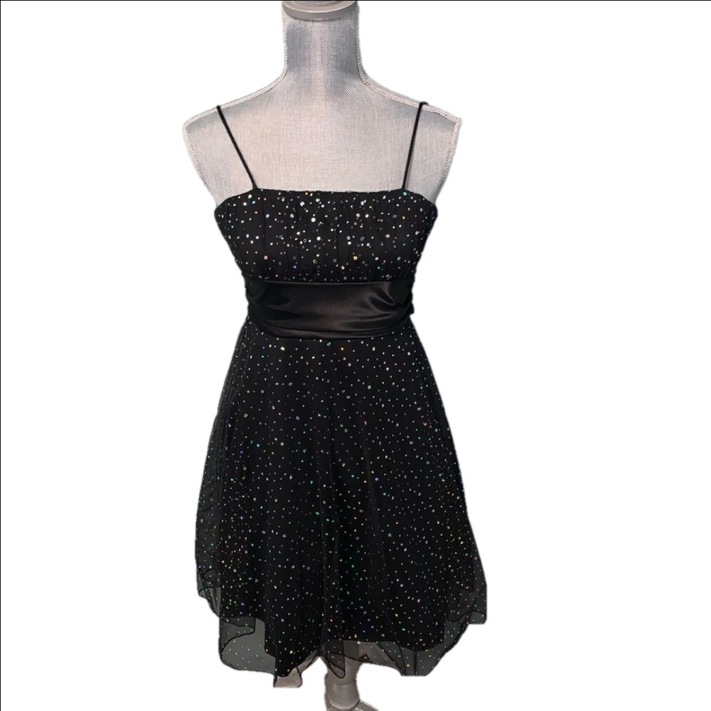 G.L.A.M. Black sparkle mini dress size 7